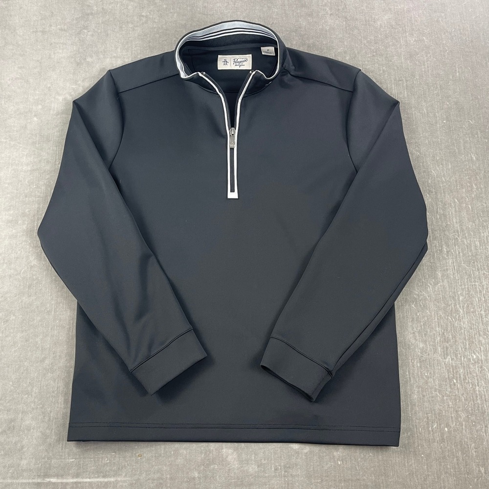 Original Penguin Mens Medium Black Quarter Zip Pullover Golf Performance Shirt